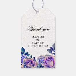 青と紫のバラ感謝していは。の結婚贈り物ラベル ギフトタグ