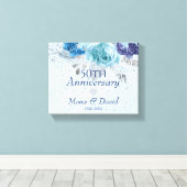 青と紫のバラ キャンバスプリント (インサイチュ (ウッドフロア))