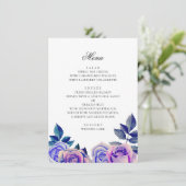 青と紫のバラ。水彩フローラ結婚ズ メニュー (スタンド正面)