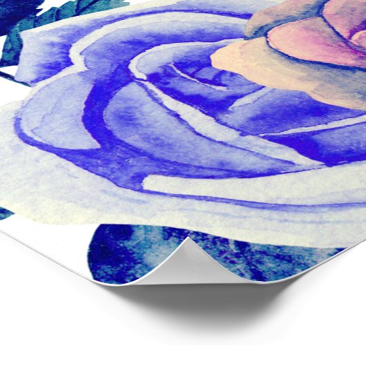 青と紫のバラ。結婚座席表 ポスター (角)