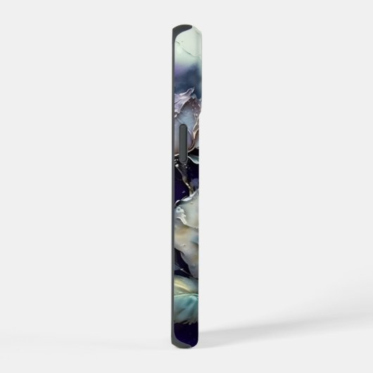 青と紫のバラ iPhone 15ケース (右側面)