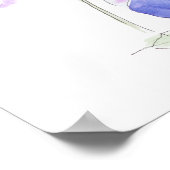 青と紫のパンジーの水色とインク ポスター (角)