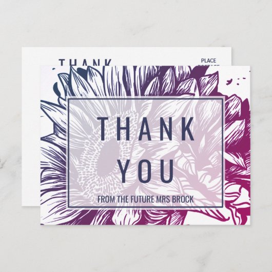 青と紫のヒマワリグラデーションが有難う ポストカード (正面/裏面)