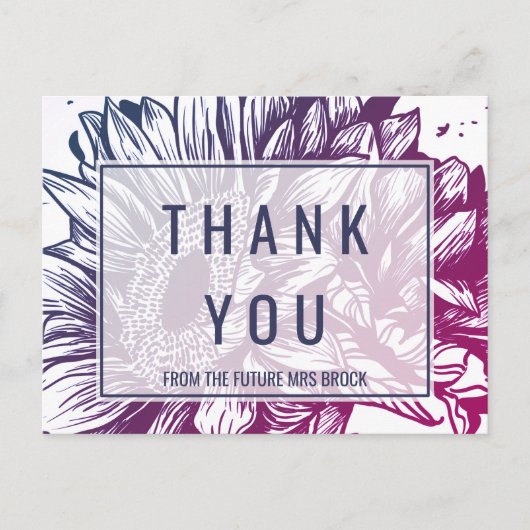 青と紫のヒマワリグラデーションが有難う ポストカード (正面)