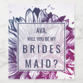 青と紫のヒマワリグラデーションの花嫁の提案 ワインラベル (シングルラベル)