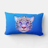 青と紫のヒョウ頭の腰枕 ランバークッション (裏面)