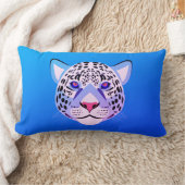 青と紫のヒョウ頭の腰枕 ランバークッション (ブランケット)