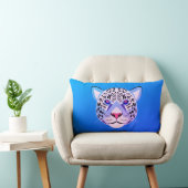 青と紫のヒョウ頭の腰枕 ランバークッション (椅子)