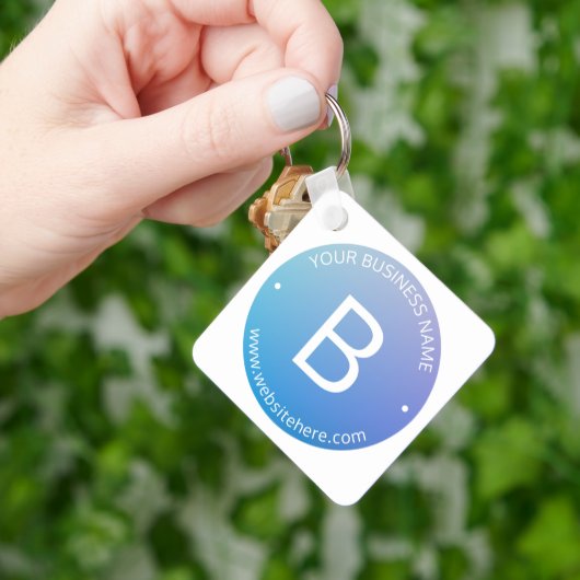 青と紫のフェードオンブル(編集可能なテキスト付き) キーホルダー (手)