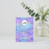 青と紫のフォイルロゴのネックレスブレスレットディスプレイ 名刺 (スタンド正面)