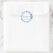 青と紫のフローラありがとう結婚式用シール ラウンドシール (バッグ)