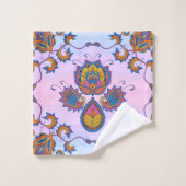 青と紫のフローラアートメーンディブルーブリス バスタオルセット (ウォッシュタオル)