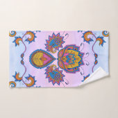 青と紫のフローラアートメーンディブルーブリス バスタオルセット (ハンドタオル)