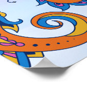 青と紫のフローラアートメーンディブルーブリス ポスター (角)