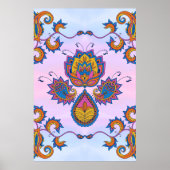 青と紫のフローラアートメーンディブルーブリス ポスター (正面)