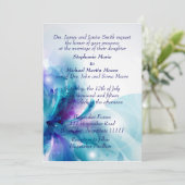 青と紫のフローラデザイン結婚式招待状 招待状 (スタンド正面)