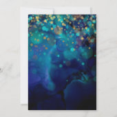 青と紫のフローラ孔雀キンセアニェラ 招待状 (裏面)