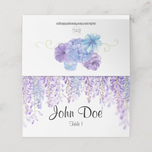 青と紫のフローラ座席表 プレイスカード (外部開封)