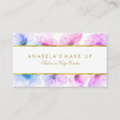 青と紫のフローラ水彩色のエレガント美しい 名刺 (正面)