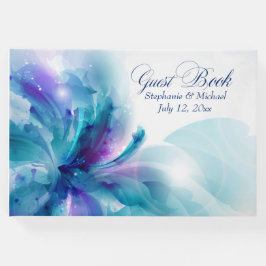 青と紫のフローラ結婚デザイン ゲストブック