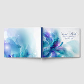 青と紫のフローラ結婚デザイン ゲストブック (全面)