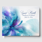 青と紫のフローラ結婚デザイン ゲストブック (正面)