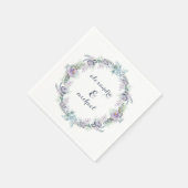 青と紫のフローラ結婚リース スタンダードカクテルナプキン (角)
