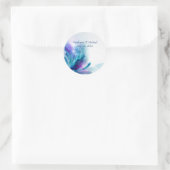 青と紫のフローラ結婚封筒用シール ラウンドシール (バッグ)