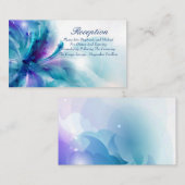 青と紫のフローラ結婚式レセプション エンクロージャーカード (正面/裏面)