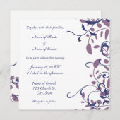 青と紫のフローラ結婚式招待状カード 招待状 (正面/裏面)