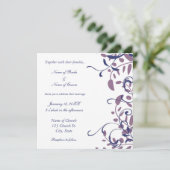青と紫のフローラ結婚式招待状カード 招待状 (スタンド正面)