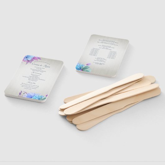 青と紫のフローラ結婚式 プログラムファン ハンドファン (組立なし)