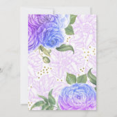 青と紫のフローラ金ゴールドブライダルシャワー 招待状 (裏面)