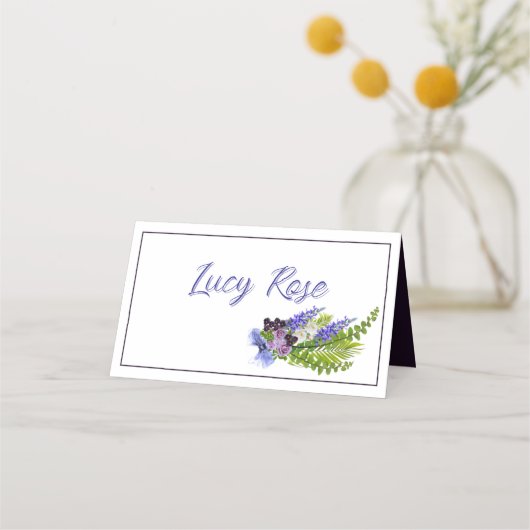 青と紫のフローラ プレイスカード (正面)