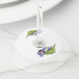 青と紫のフローラ ワイングラスタグ