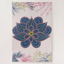 青と紫のペイズリーパターンデザイン ジグソーパズル