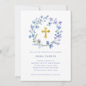 青と紫のボホリースとクロス確認 招待状 (正面)