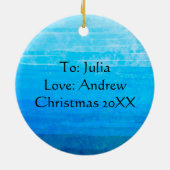 青と紫のマンダラクリスマス セラミックオーナメント (裏面)