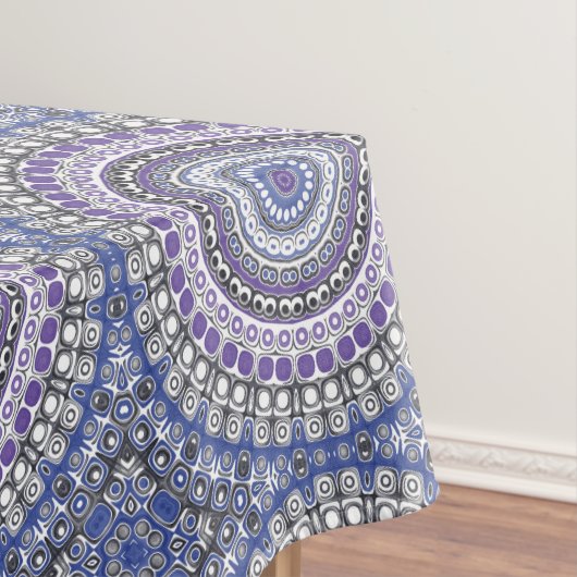 青と紫のマンダラ幾何学模様 テーブルクロス (インサイチュ)