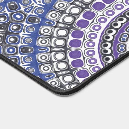 青と紫のマンダラ幾何学模様 デスクマット (コーナー)