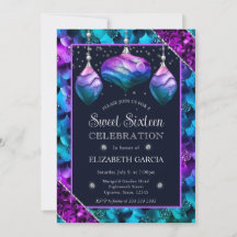 青と紫のマーメイドグラデーションオーナメントスウィート16