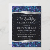 青と紫のマーメイドスケール涙 21歳の誕生日 招待状 (正面)