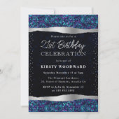 青と紫のマーメイドスケール 涙 21歳の誕生日 招待状 (正面)