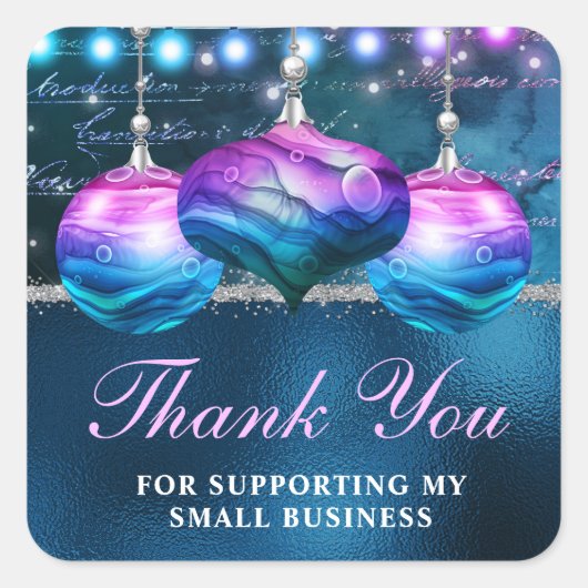 青と紫のマーメイドボードスモールビジネス スクエアシール (正面)