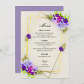 青と紫のメニューカードのジオメトリパンク メニュー (正面/裏面)