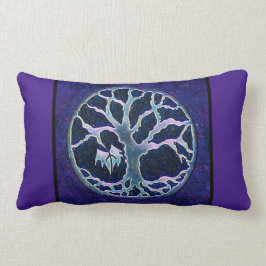 青と紫のライフトラベル枕の木 ランバークッション