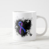 青と紫のリボンのグランジハート ジャンボコーヒーマグカップ (右)