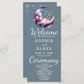 青と紫の三日月結婚式 プログラム (正面/裏面)