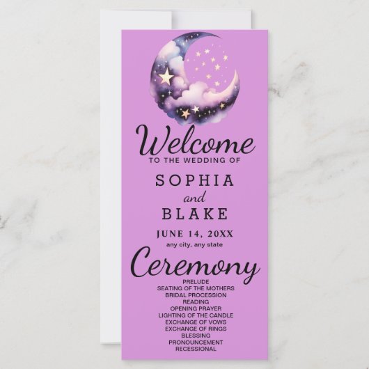 青と紫の三日月結婚式 プログラム (正面)