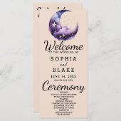 青と紫の三日月結婚式 プログラム (正面/裏面)